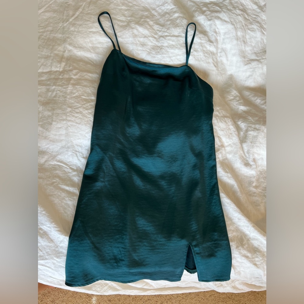 Emerald satin dress